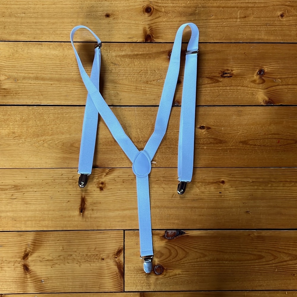 White Trouser Suspenders. One size fits all.